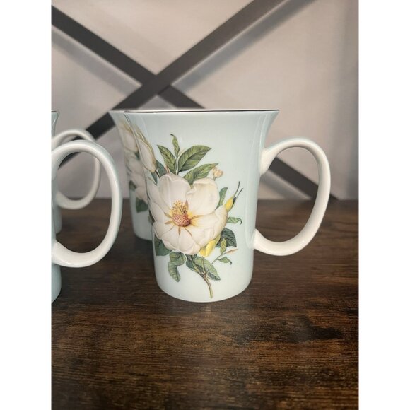Stechcol Magnolia Flowers Coastline Imports Gracie China Coffee Cup Mug Set of 4 - Picture 3 of 9